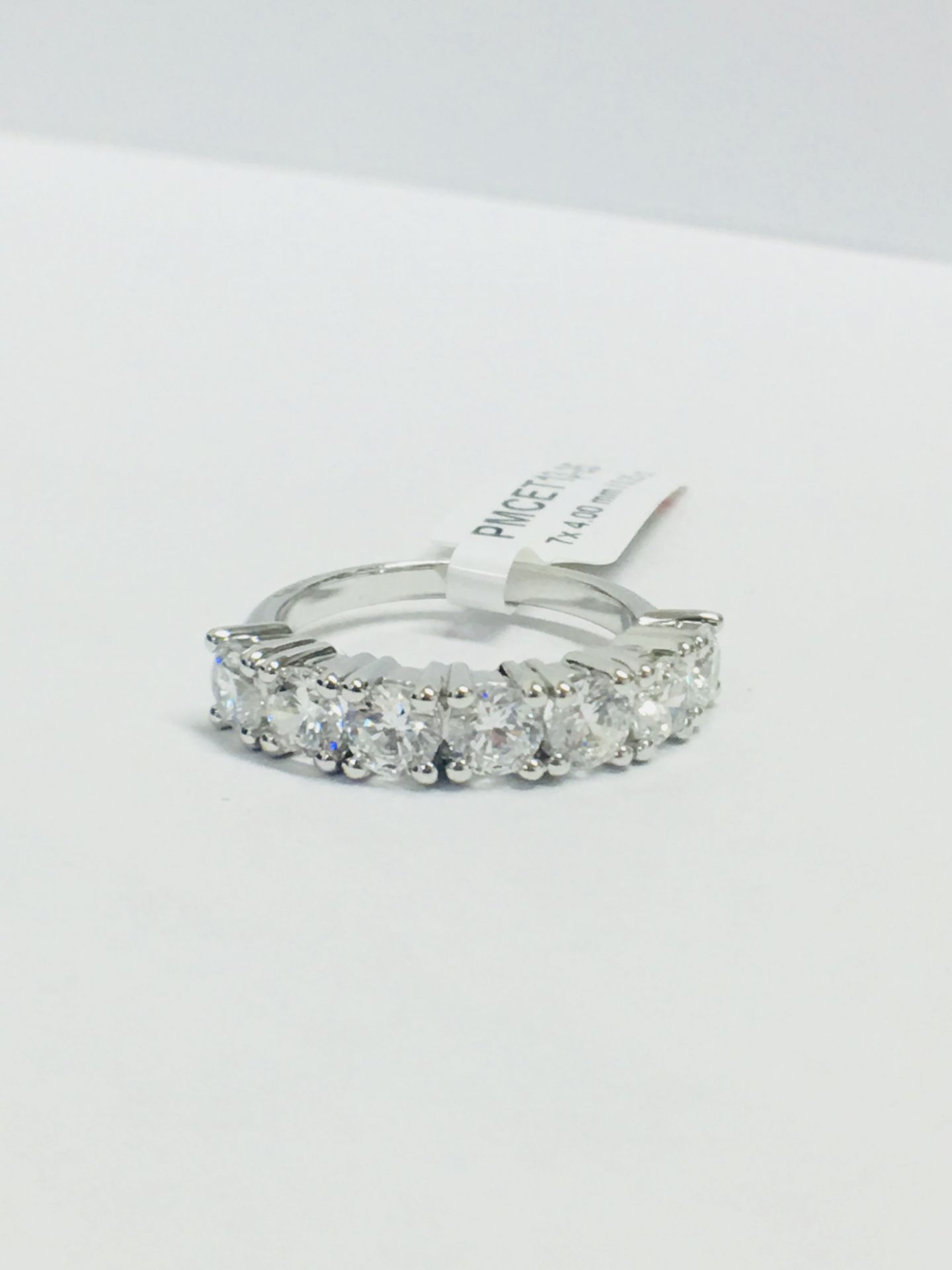 Platinum Diamond 7 Stone Ring, - Image 8 of 8