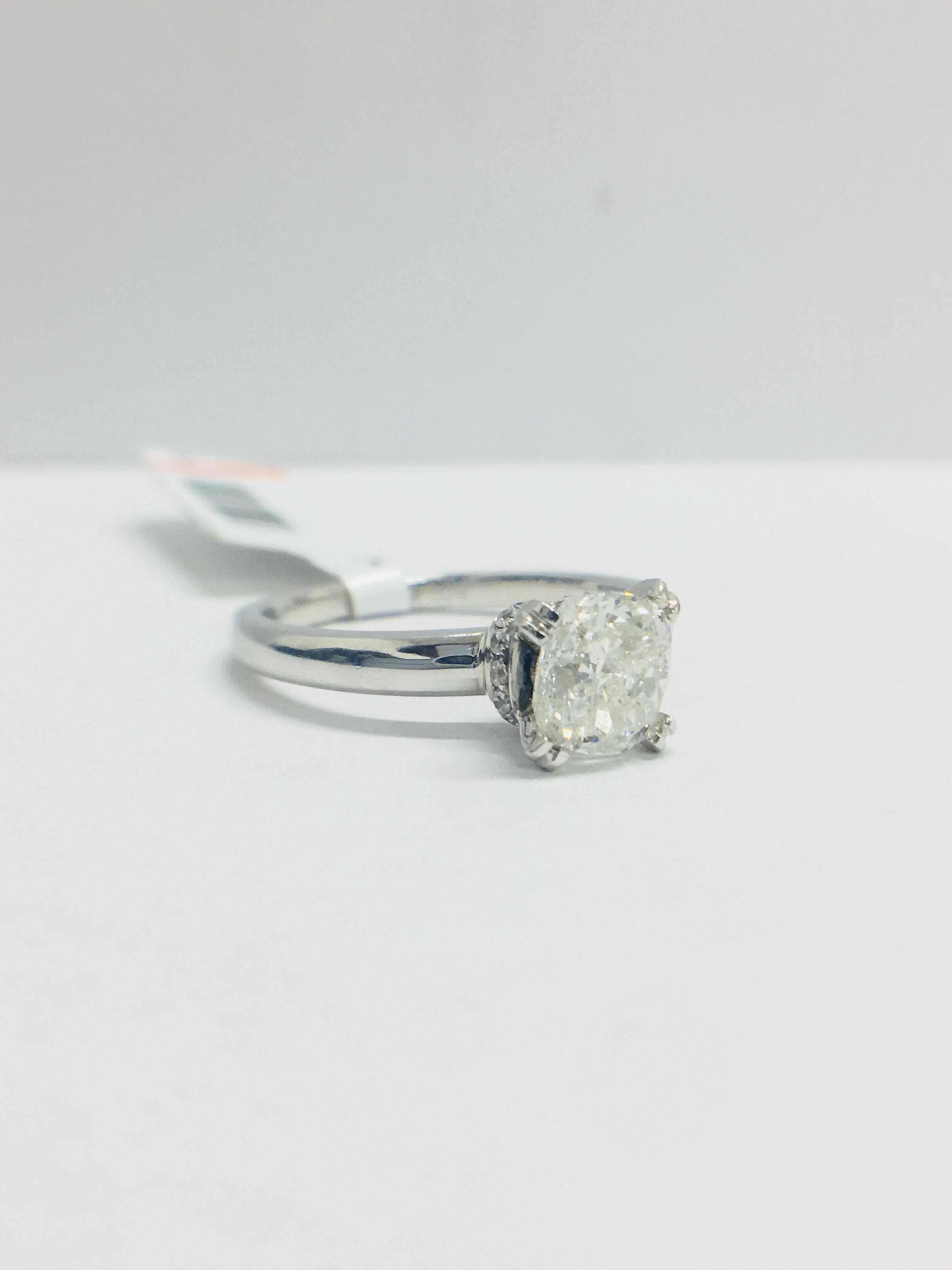 1Ct Cushion Cut Diamond Solitaire Ring In A Diamond Set Mount, - Image 4 of 11