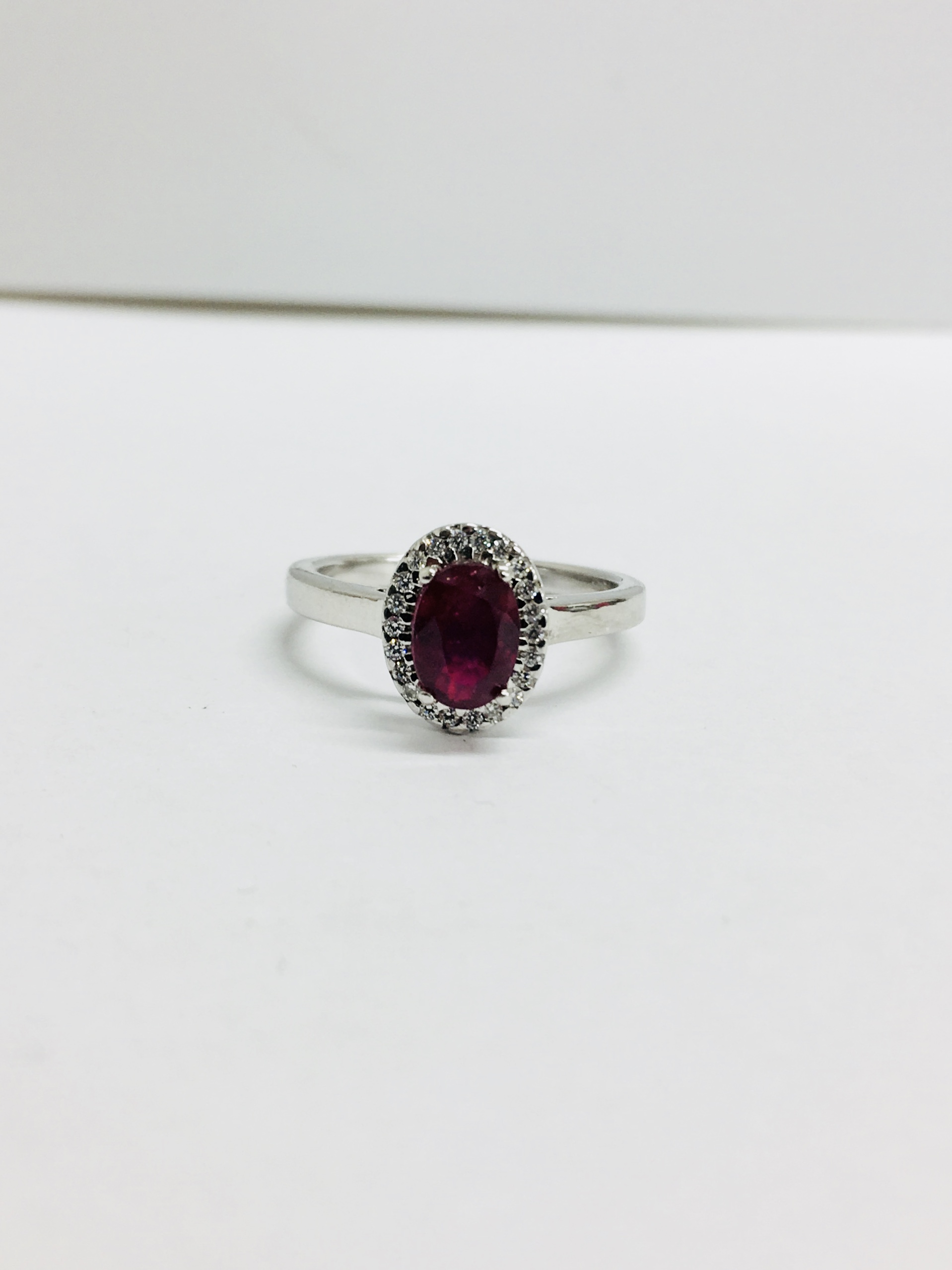 Ruby And Diamond Cluster Ring Set In Platinum. - Image 2 of 4