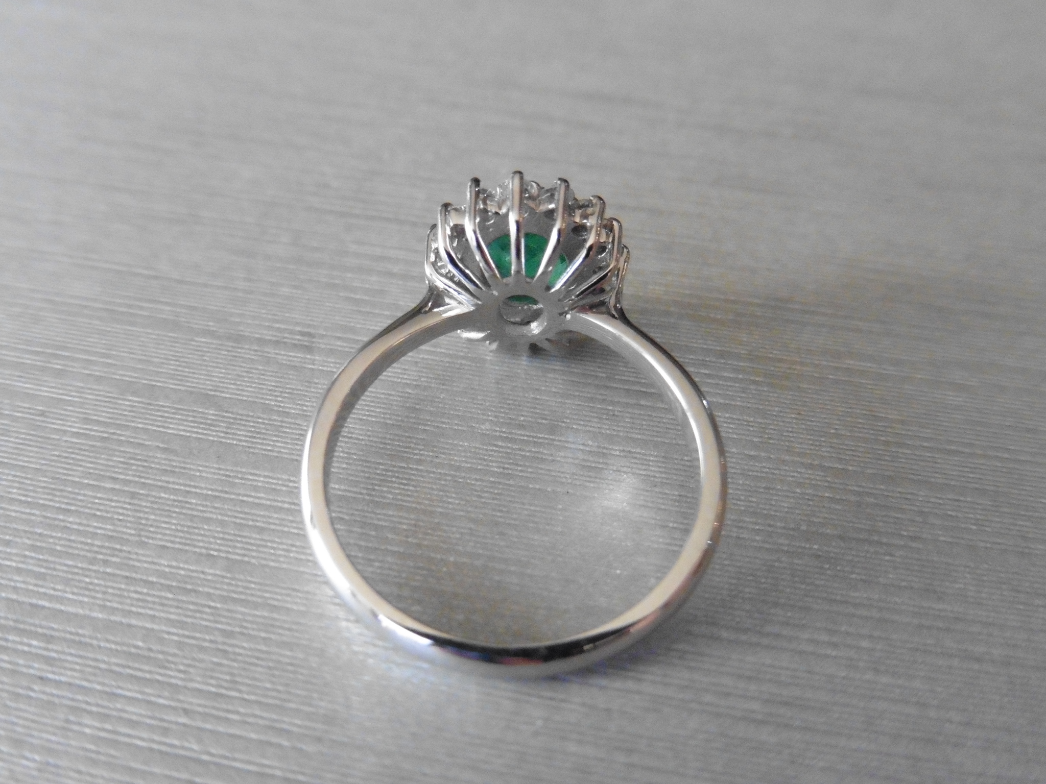 Platinum Emerald Diamond Cluster Ring, - Image 3 of 4