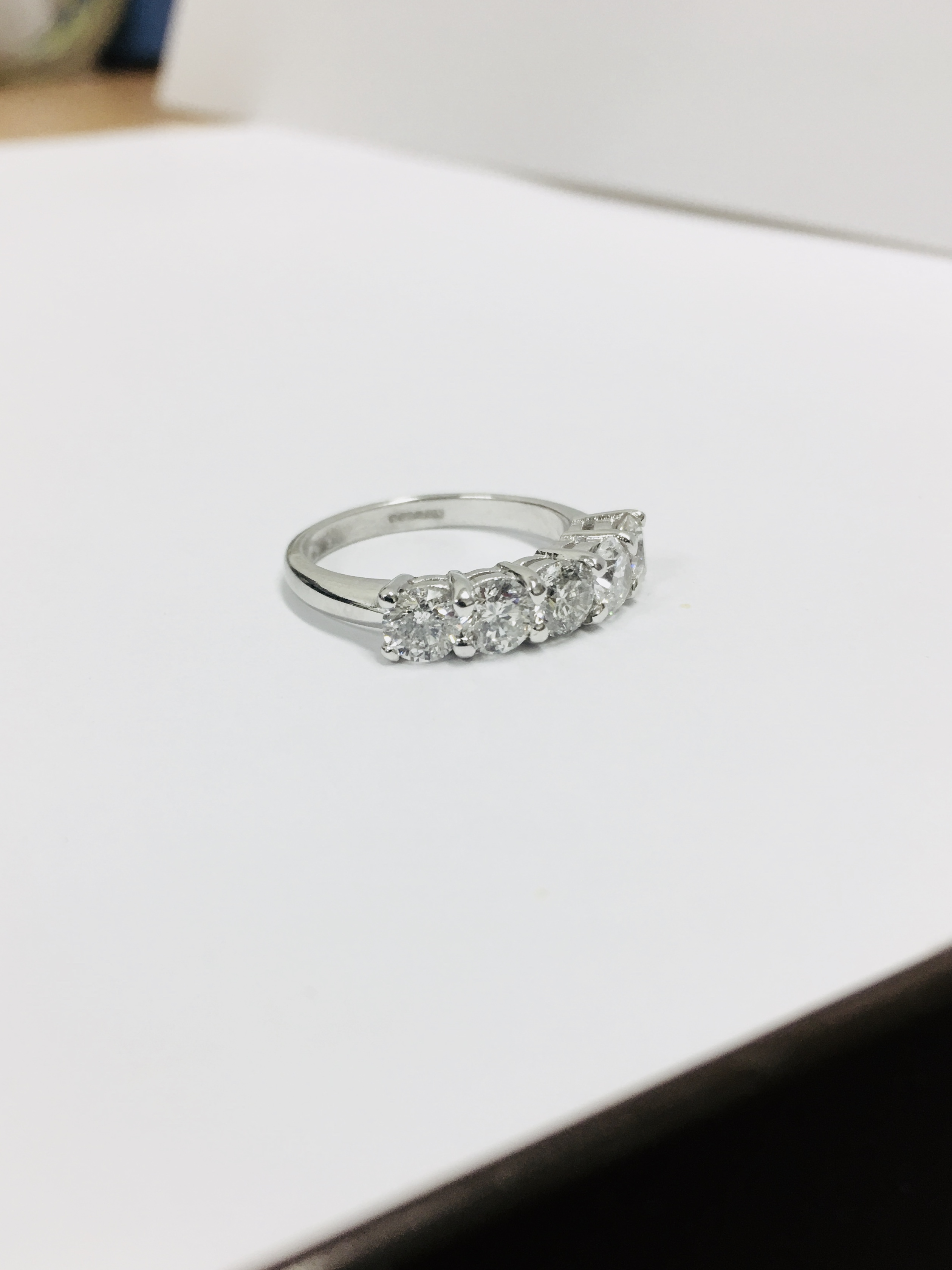 Platinum Diamond 3.50Ct 5 Stone Ring, - Image 4 of 4