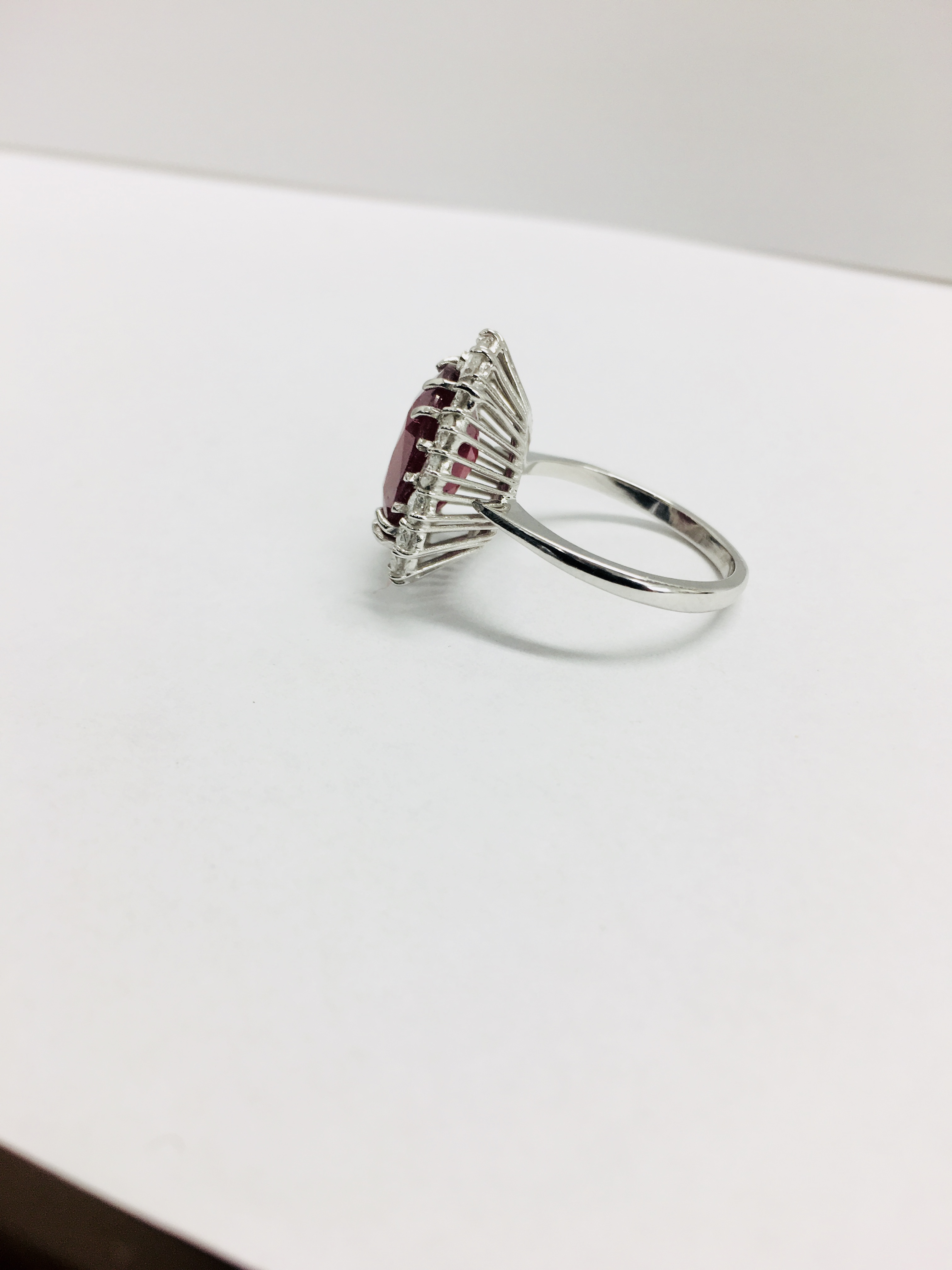 6Ct Ruby And Diamond Cluster Ring Set In Platinum. - Image 6 of 6