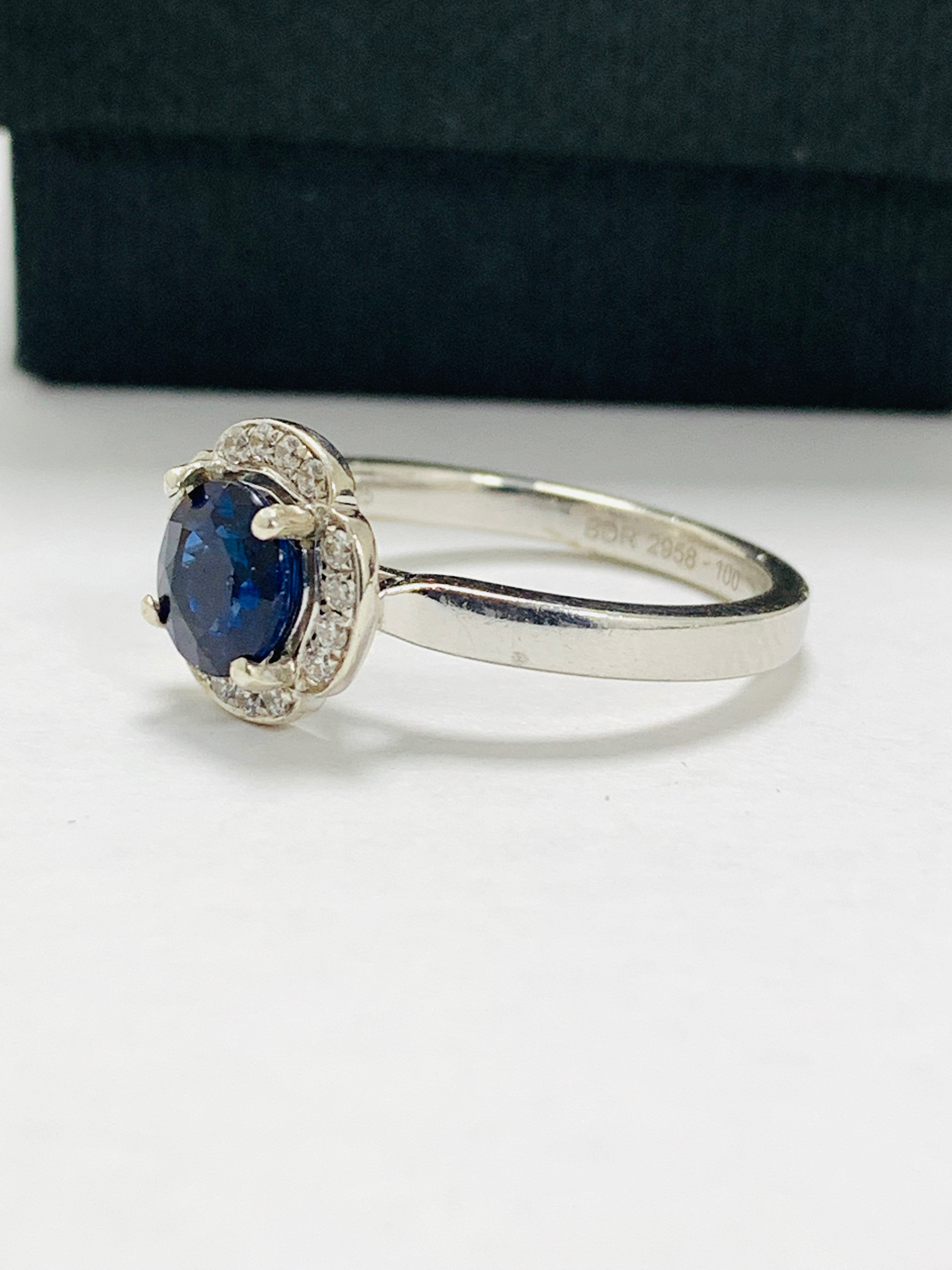 Platinum Art Deco Style Sapphire Diamond Dress Ring, - Image 2 of 7