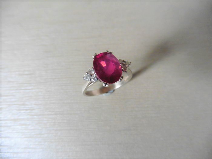 Ruby And Diamond Dress Ring Set In Platinum.