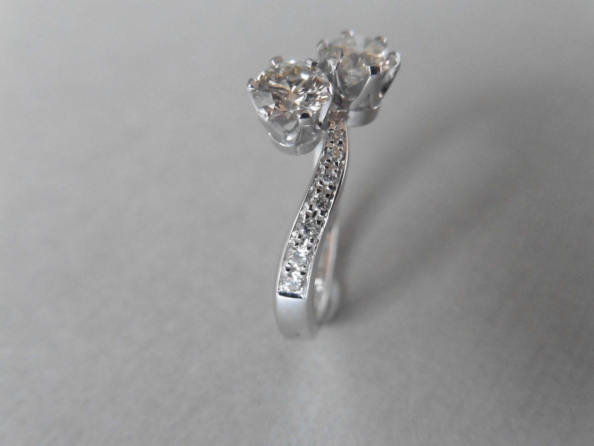 Platinum Two Stone Diamond Ring, - Image 2 of 4