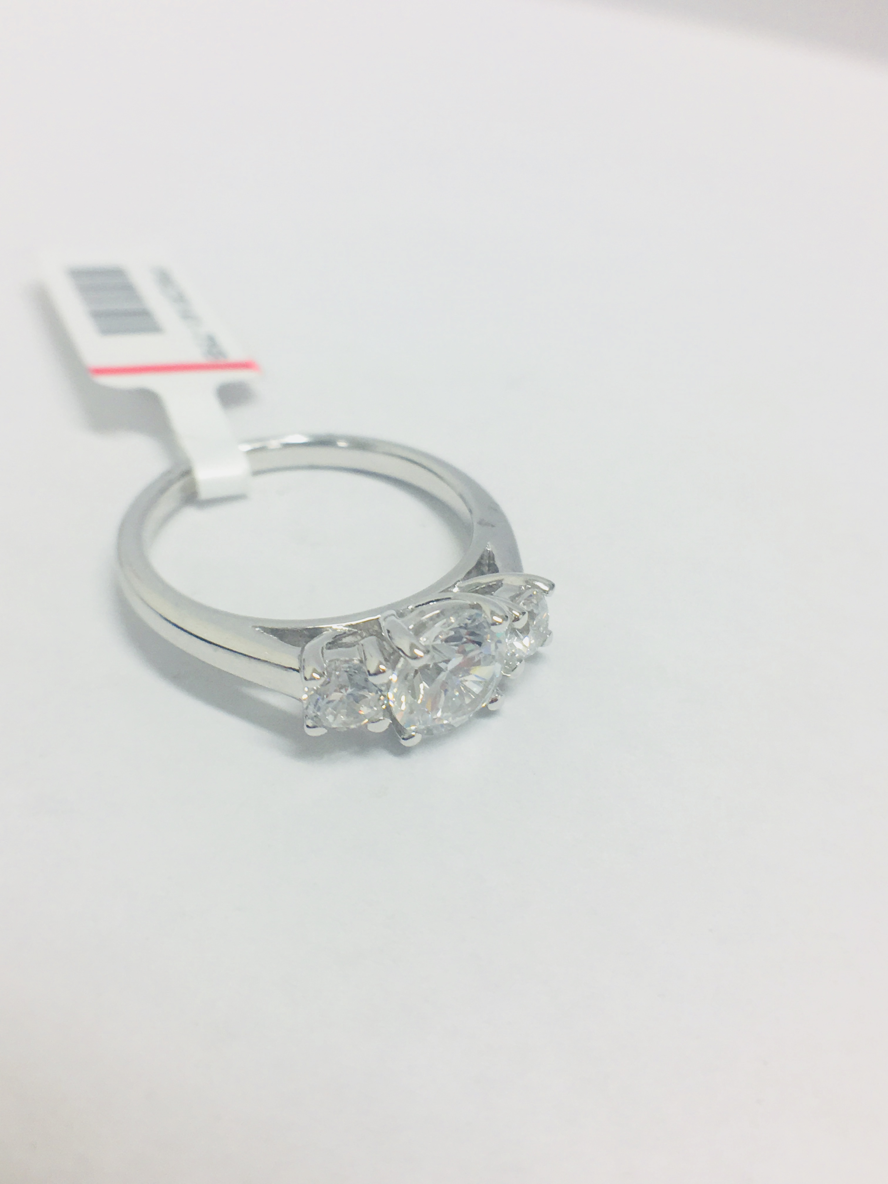 Platinum Diamond Three Stone Ring, - Image 3 of 5