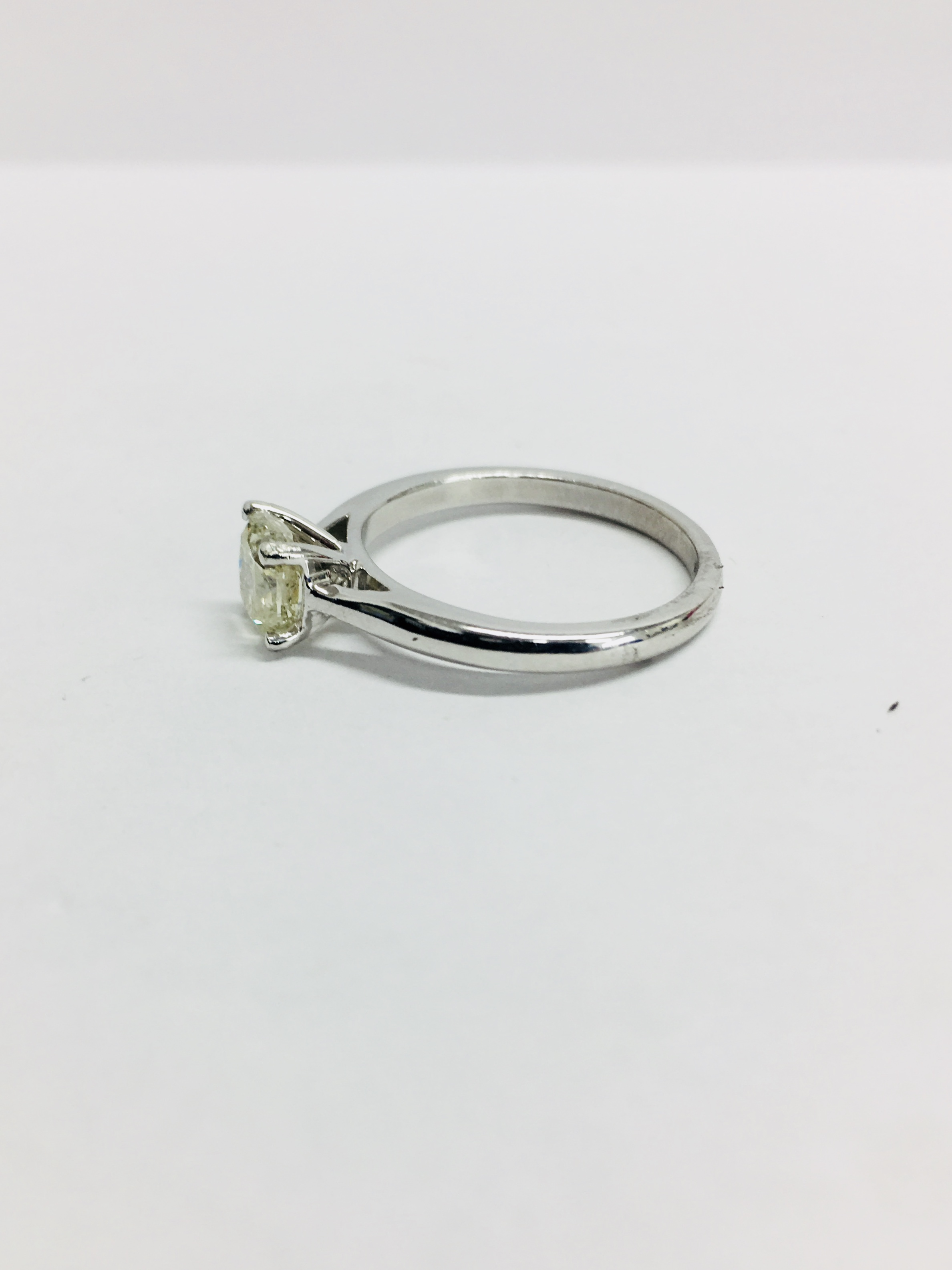 1Ct Fancy Yellow Cushion Cut Diamond Solitaire Ring, - Image 2 of 5