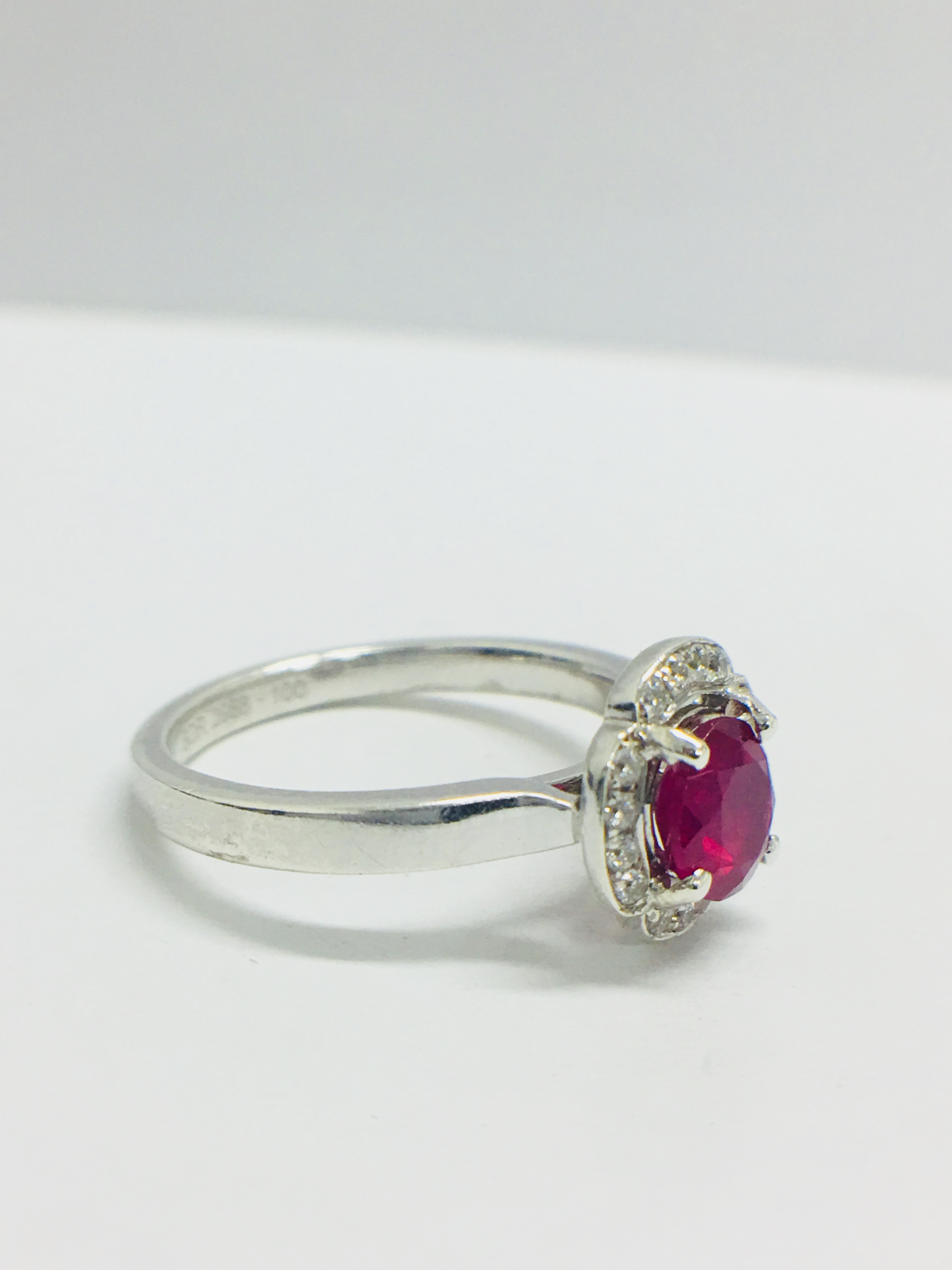 Platinum Art Deco Style Ruby Diamond Dress Ring, - Image 6 of 9