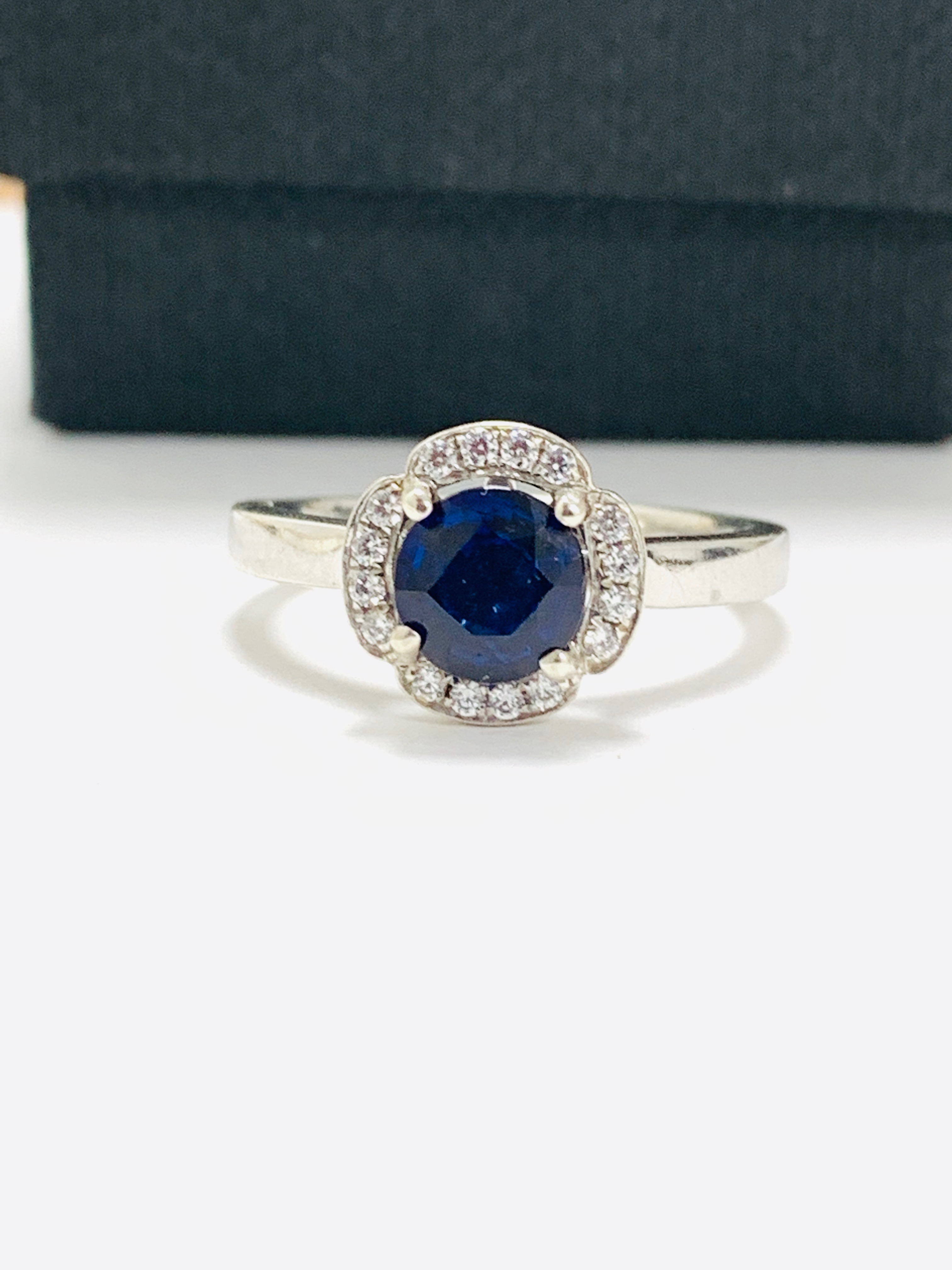 Platinum Art Deco Style Sapphire Diamond Dress Ring, - Image 6 of 7