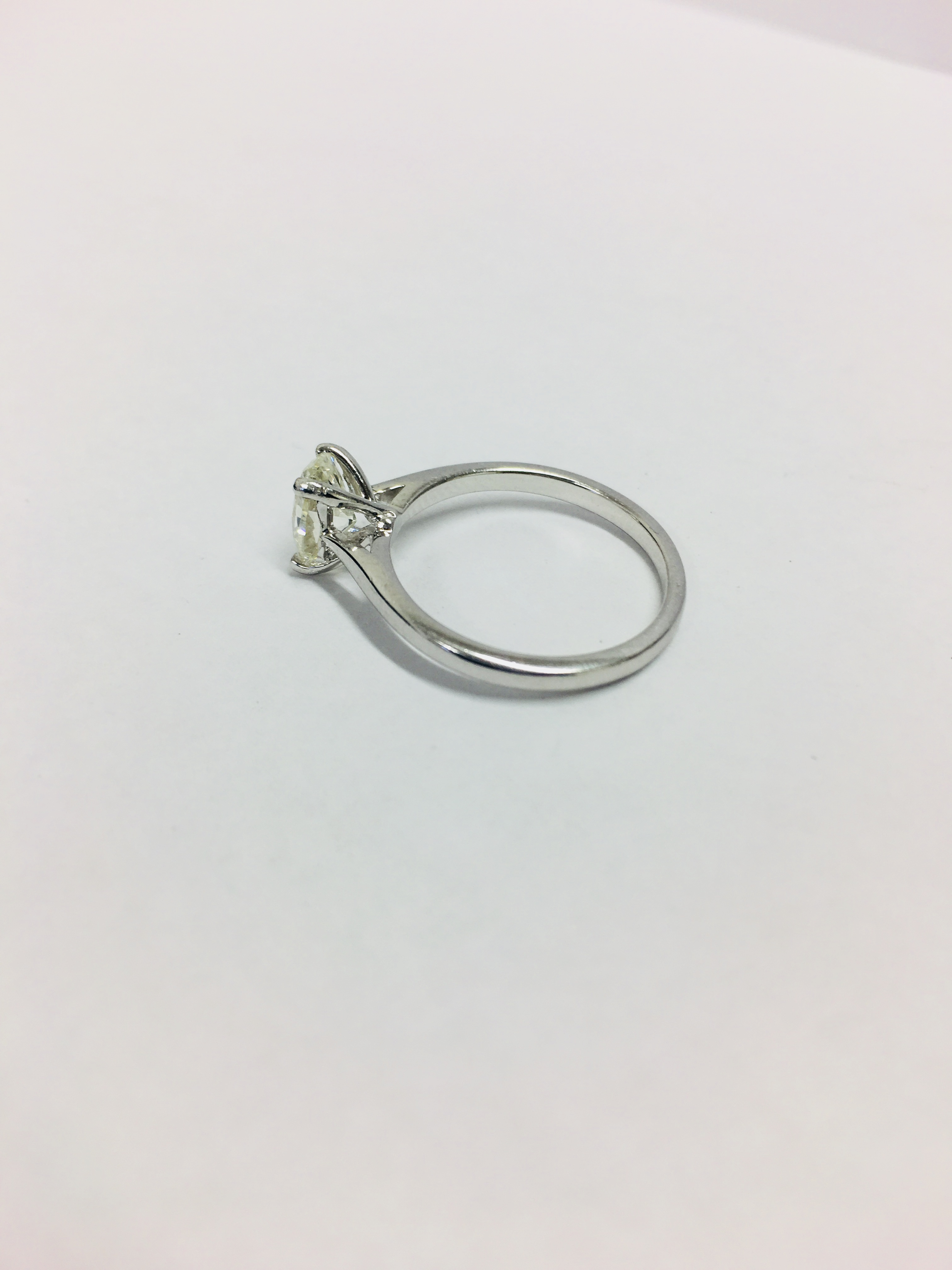 Platinum Diamond Oval Solitaire Ring, - Image 3 of 8