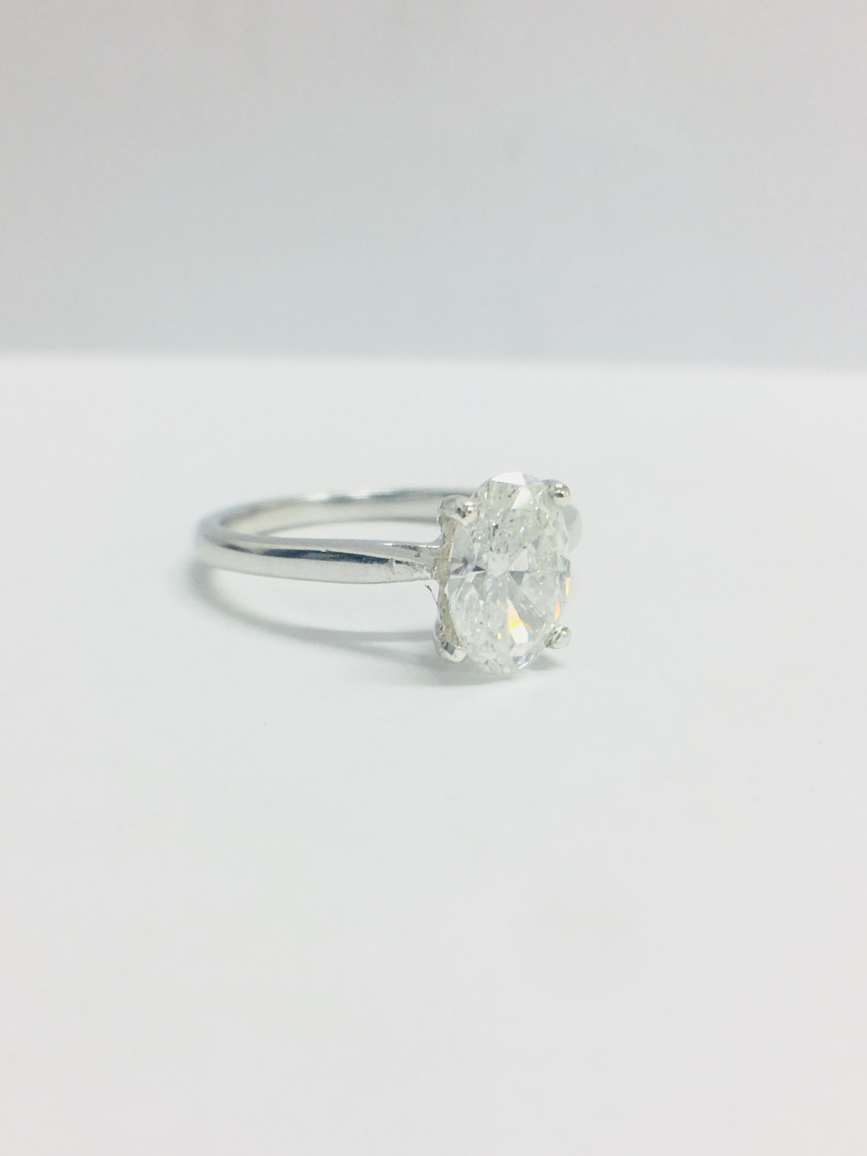 Platinum Oval Cut Diamond Solitaire Ring, - Image 3 of 9