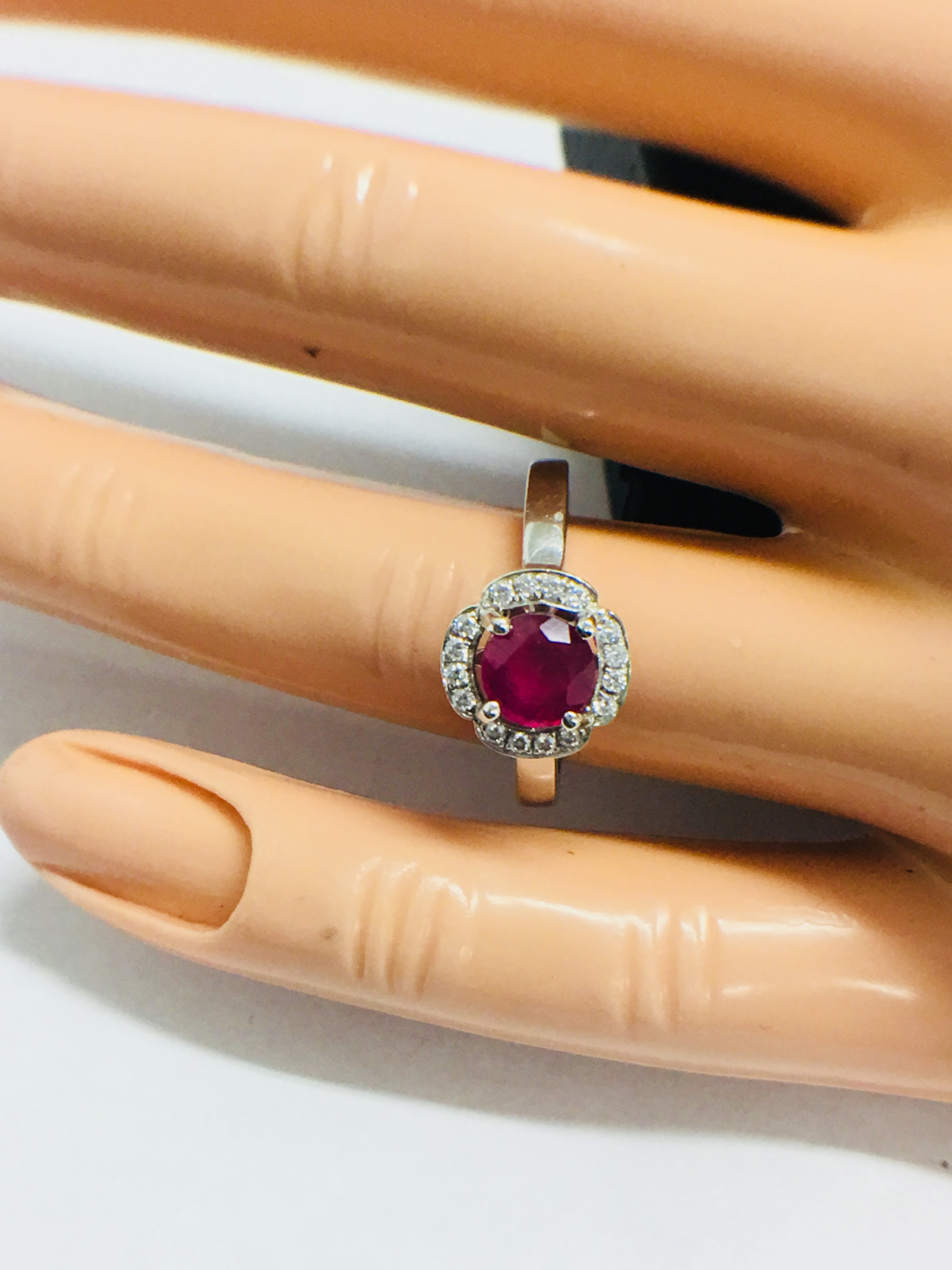 Platinum Art Deco Style Ruby Diamond Dress Ring, - Image 9 of 9