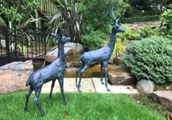 PAIR QUALITY CAST METAL MATCHING DEERS