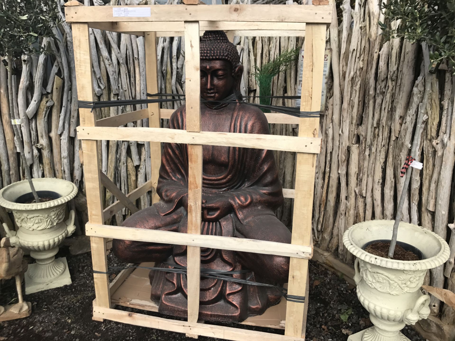 MASSIVE CRATED BUDDHA IN COPPER FINISH