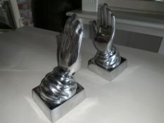 PAIR NICKEL BOOK ENDS