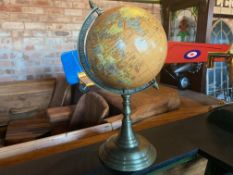 BOXED NEW EDUCATIONAL GLOBE ON BRASS FINISH STAND