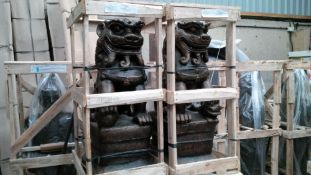 CRATED PAIR CHINESE LIONS