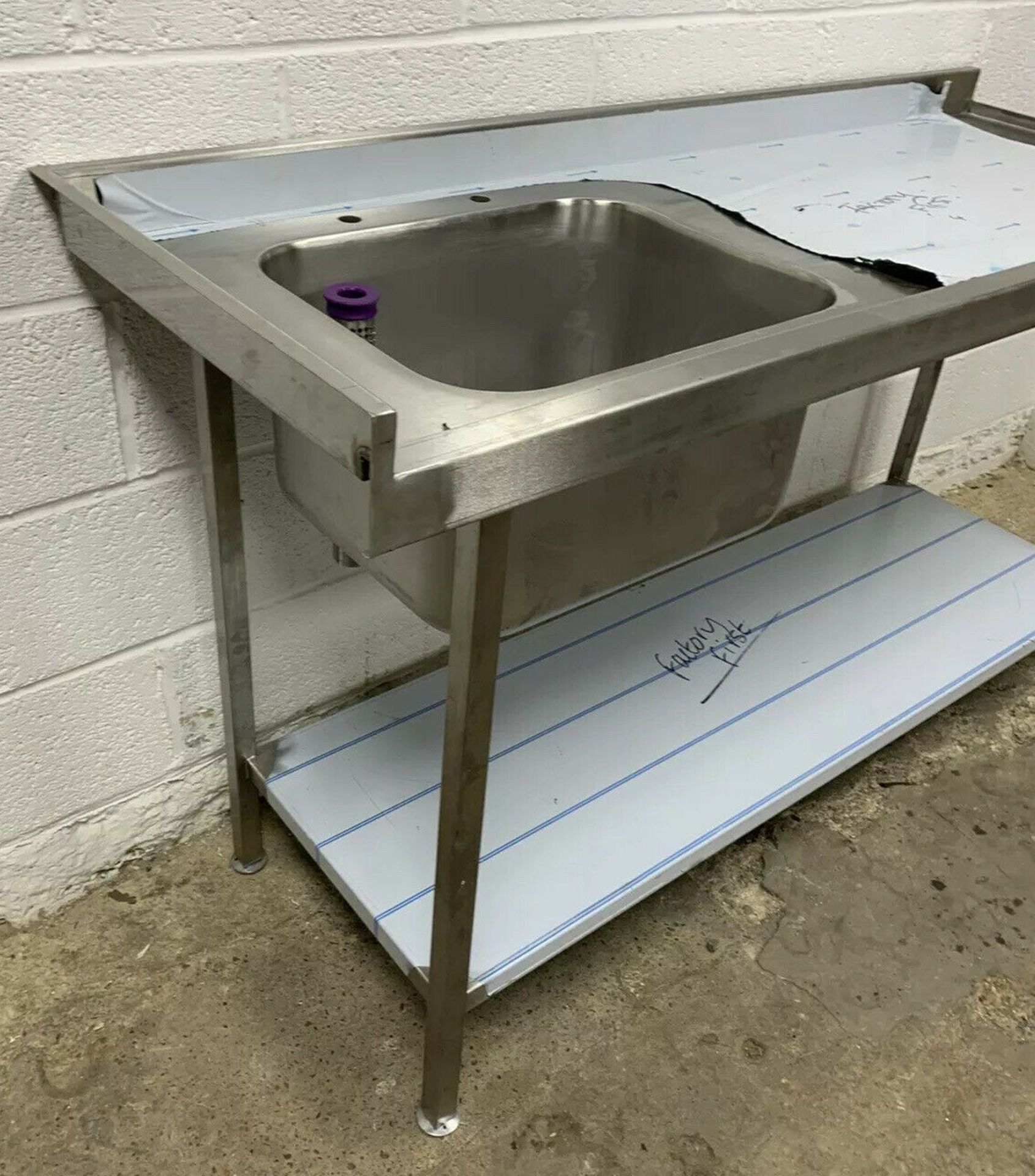 Stainless Steel Single Bowl Sink With Righthand Drainer and Upstand - Image 2 of 5