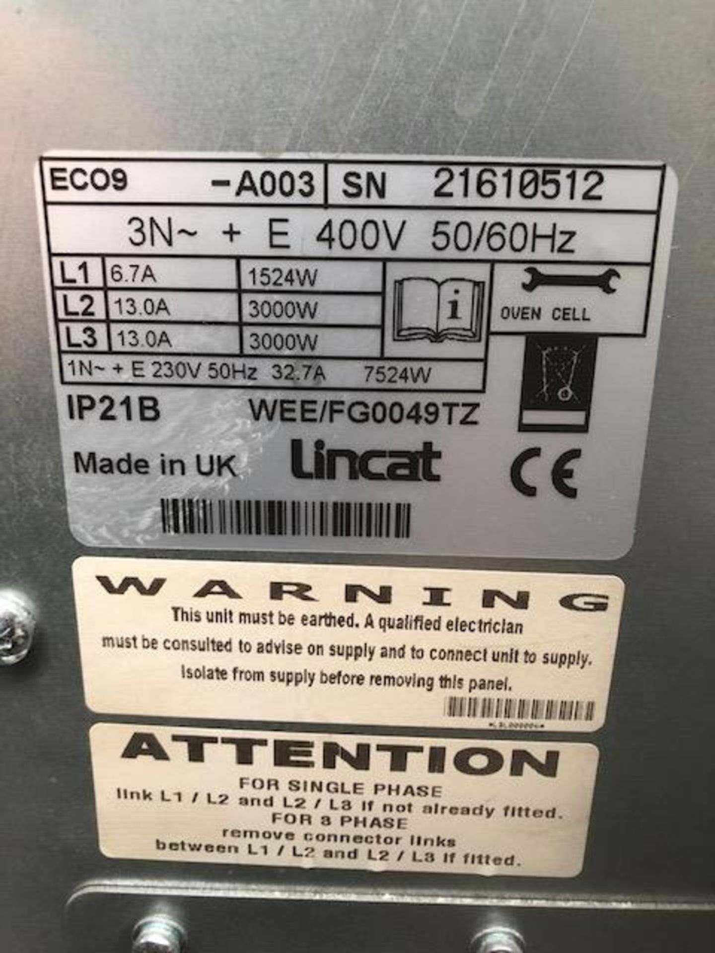 Lincat SN 21610512 Large Counter top Convection Oven - Image 2 of 2