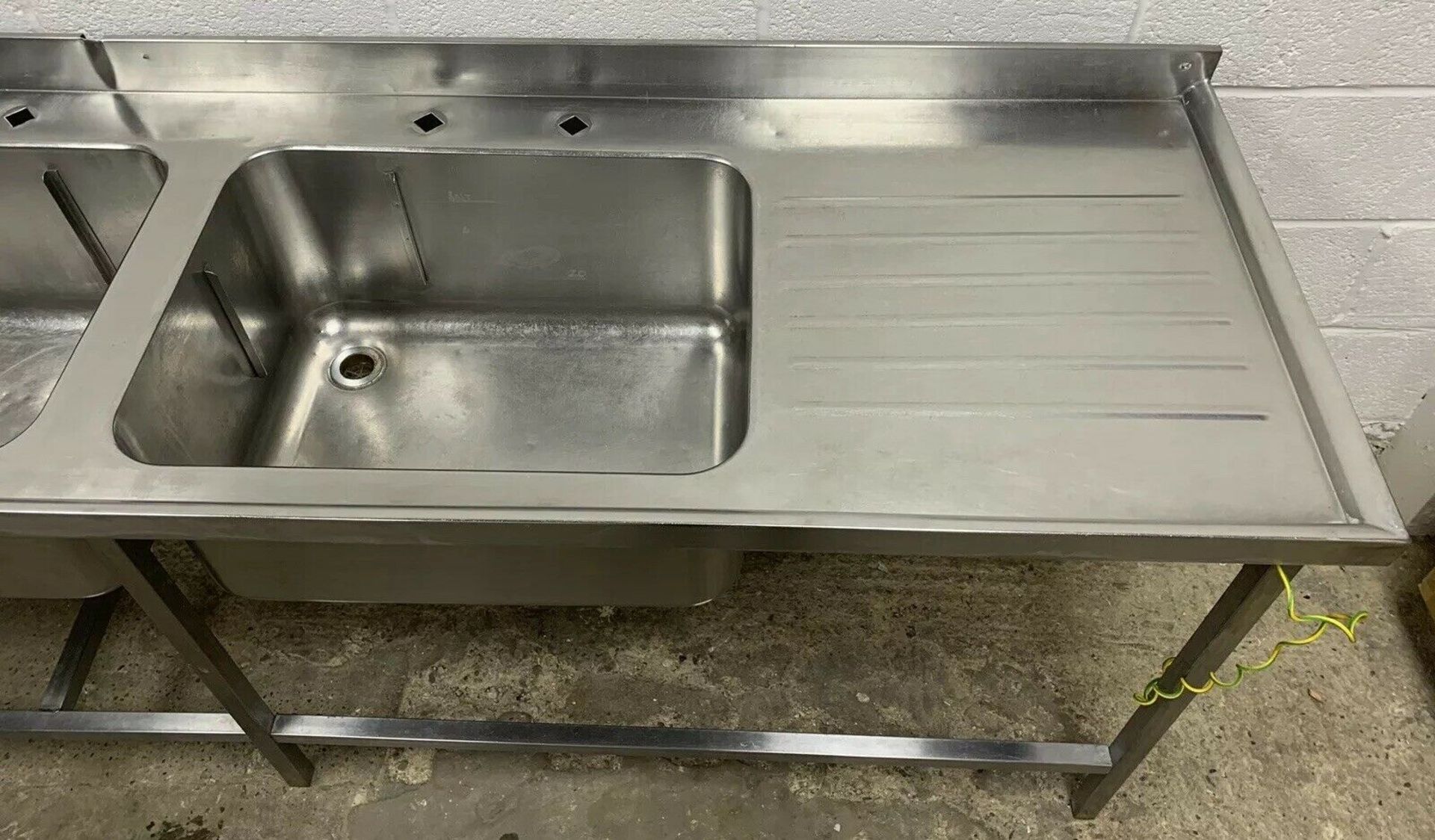Stainless Steel Double Bowl Sink With Upstand and Double Drainer - Image 3 of 5