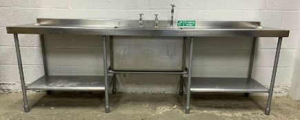 Stainless Steel Deep Single Bowl Sink With Double Drainer and Upstand