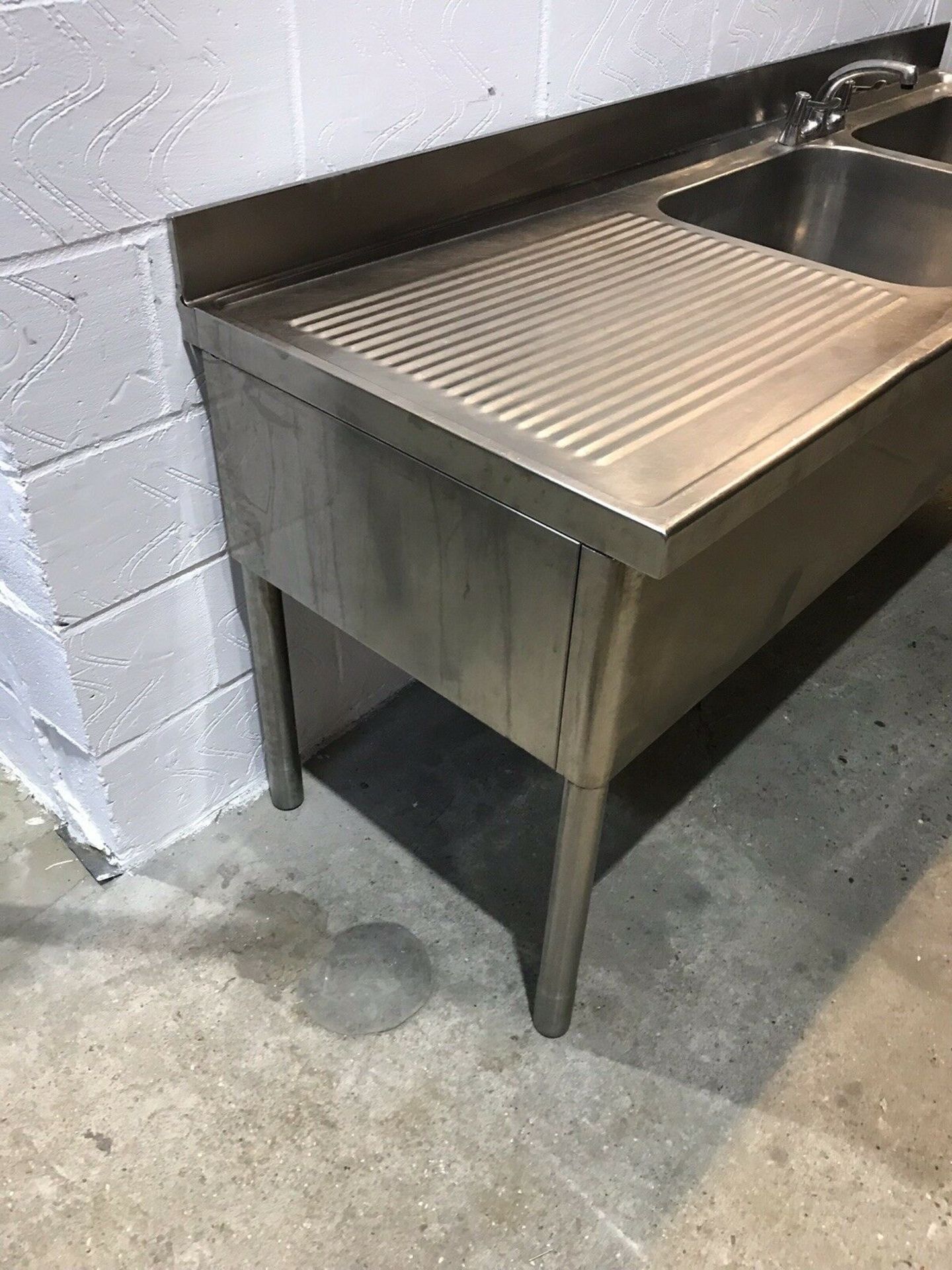 Stainless Steel Double Bowl Sink With Lefthand Drainer, Upstand and Shelf - Image 2 of 6