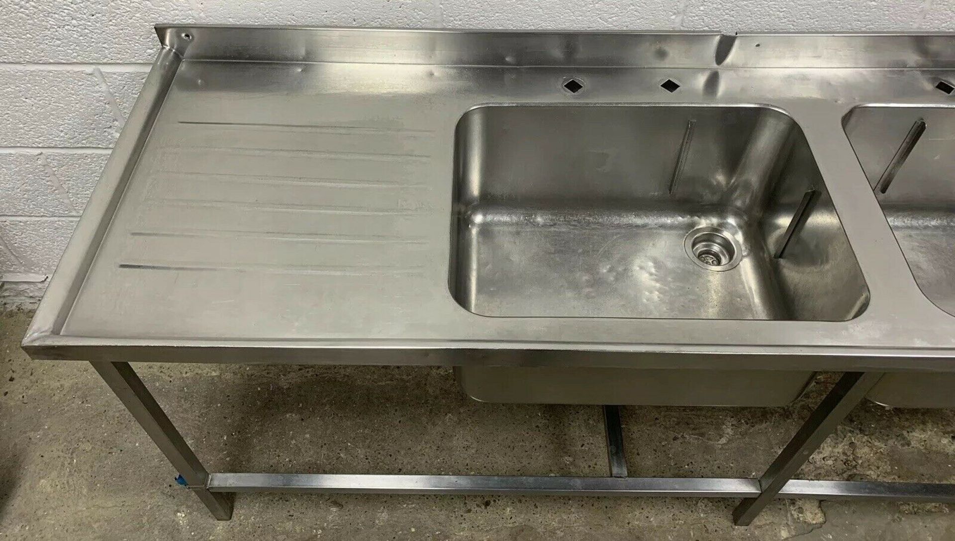 Stainless Steel Double Bowl Sink With Upstand and Double Drainer - Image 2 of 5