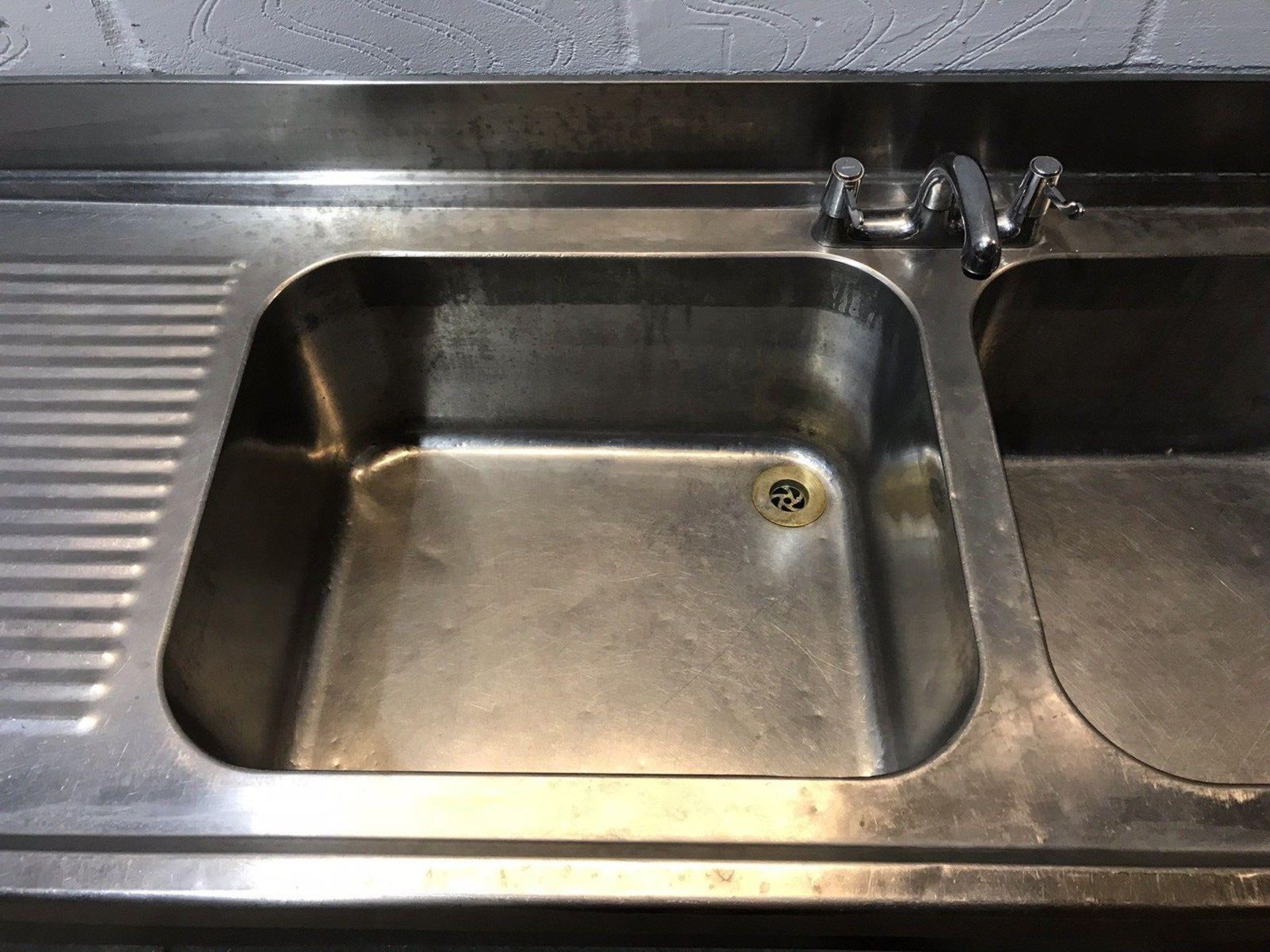 Stainless Steel Double Bowl Sink With Lefthand Drainer, Upstand and Shelf - Image 6 of 6
