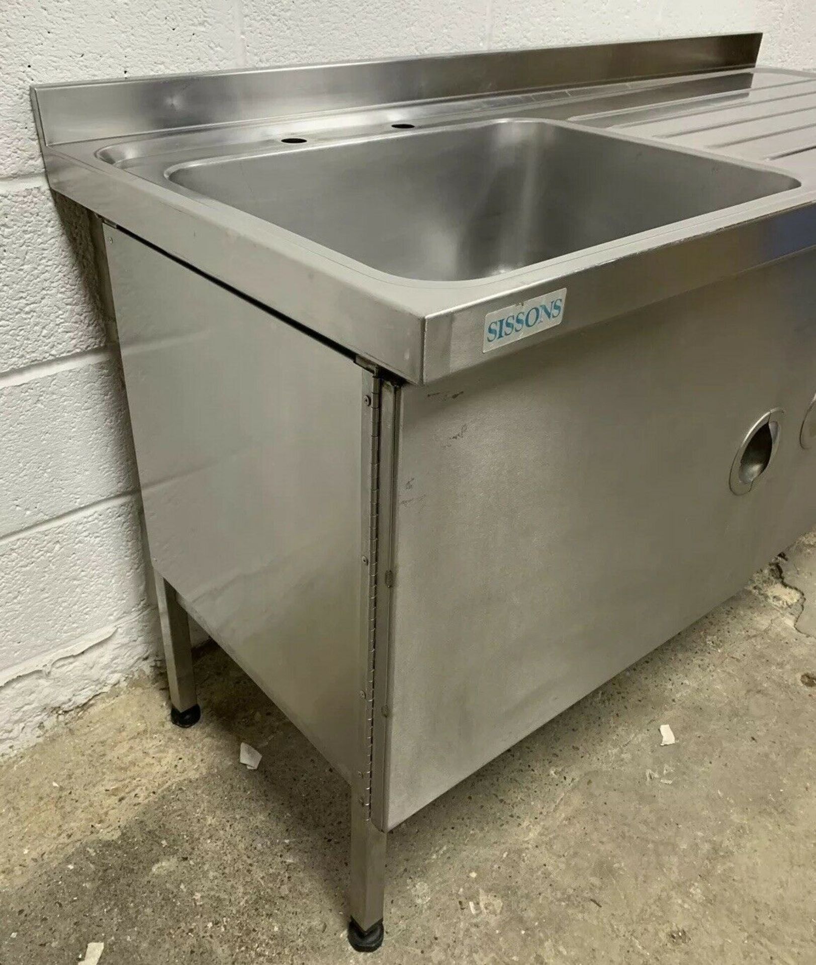 Sissons Stainless Steel Single Bowl Sink With Righthand Drainer And Cupboard Unit - Image 2 of 5