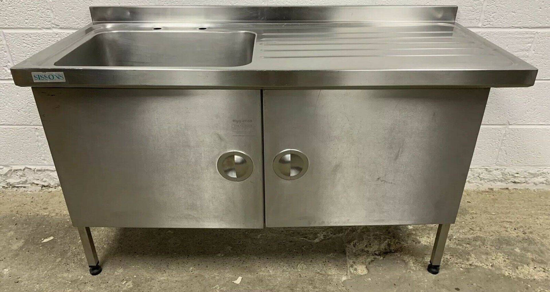 Sissons Stainless Steel Single Bowl Sink With Righthand Drainer And Cupboard Unit - Image 4 of 5