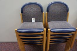 10 x timber frame chairs with padded seat and back rest