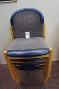 5 x timber frame chairs with padded seat and back rest