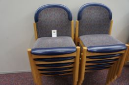 10 x timber frame chairs with padded seat and back rest