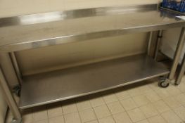 Mobile Stainless steel preparation table with shelf under, 1500mm