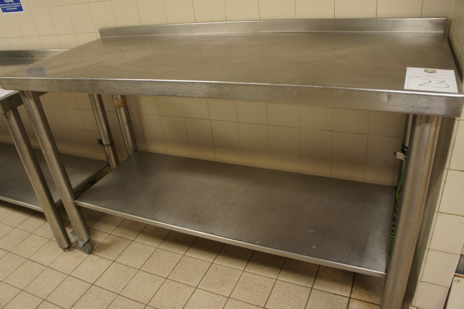 Mobile Stainless steel preparation table with shelf under, 1500mm