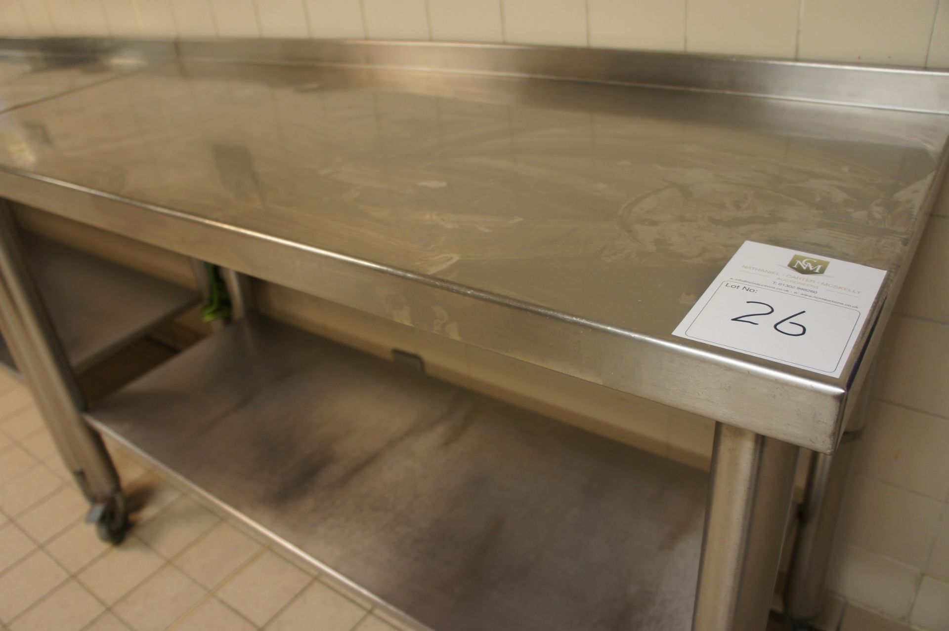 Mobile Stainless steel preparation table with shelf under, 1500mm