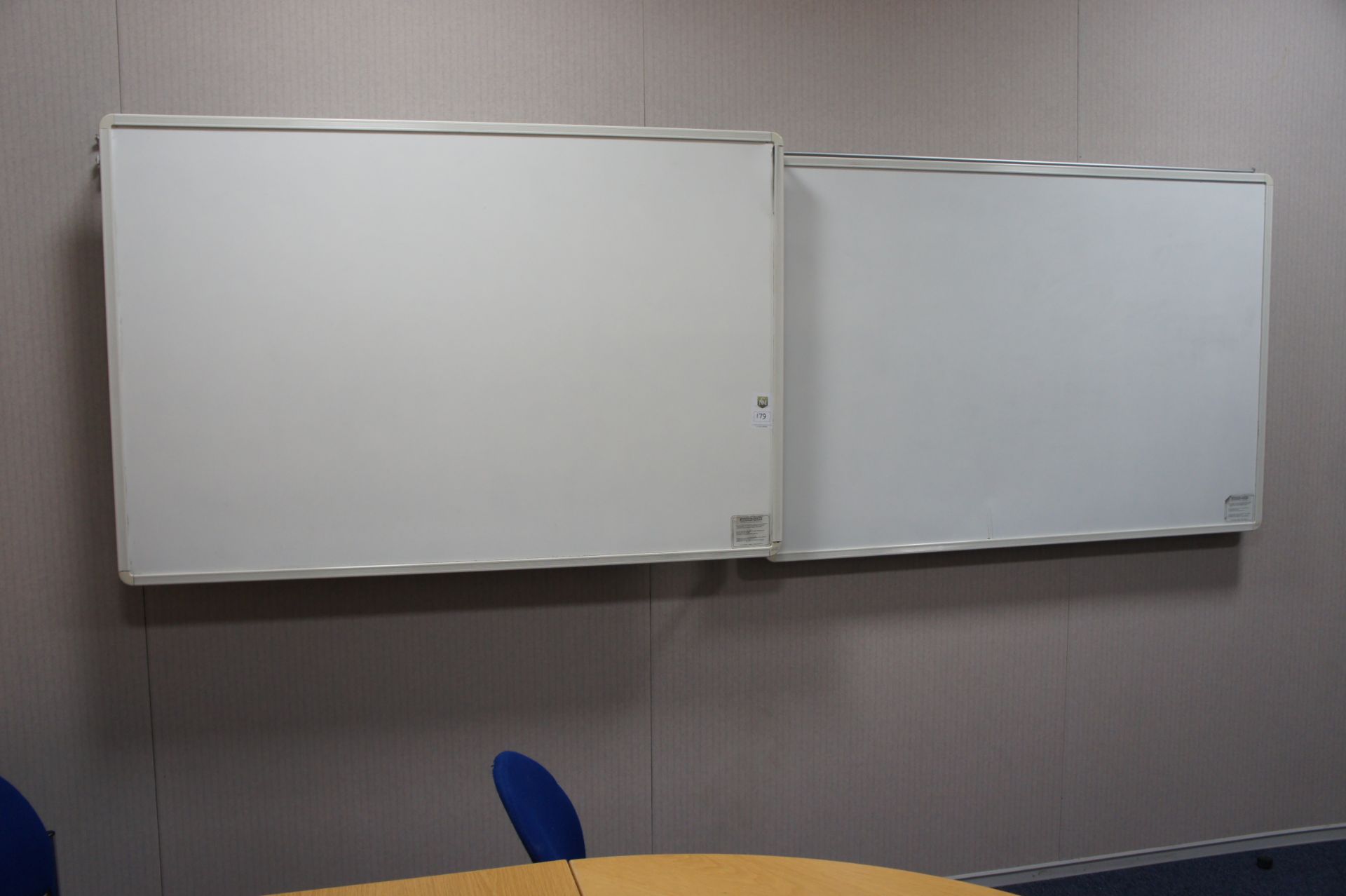 Anders & Kern rail mounted dry wipe boards 2 x 1500mm x 500mm