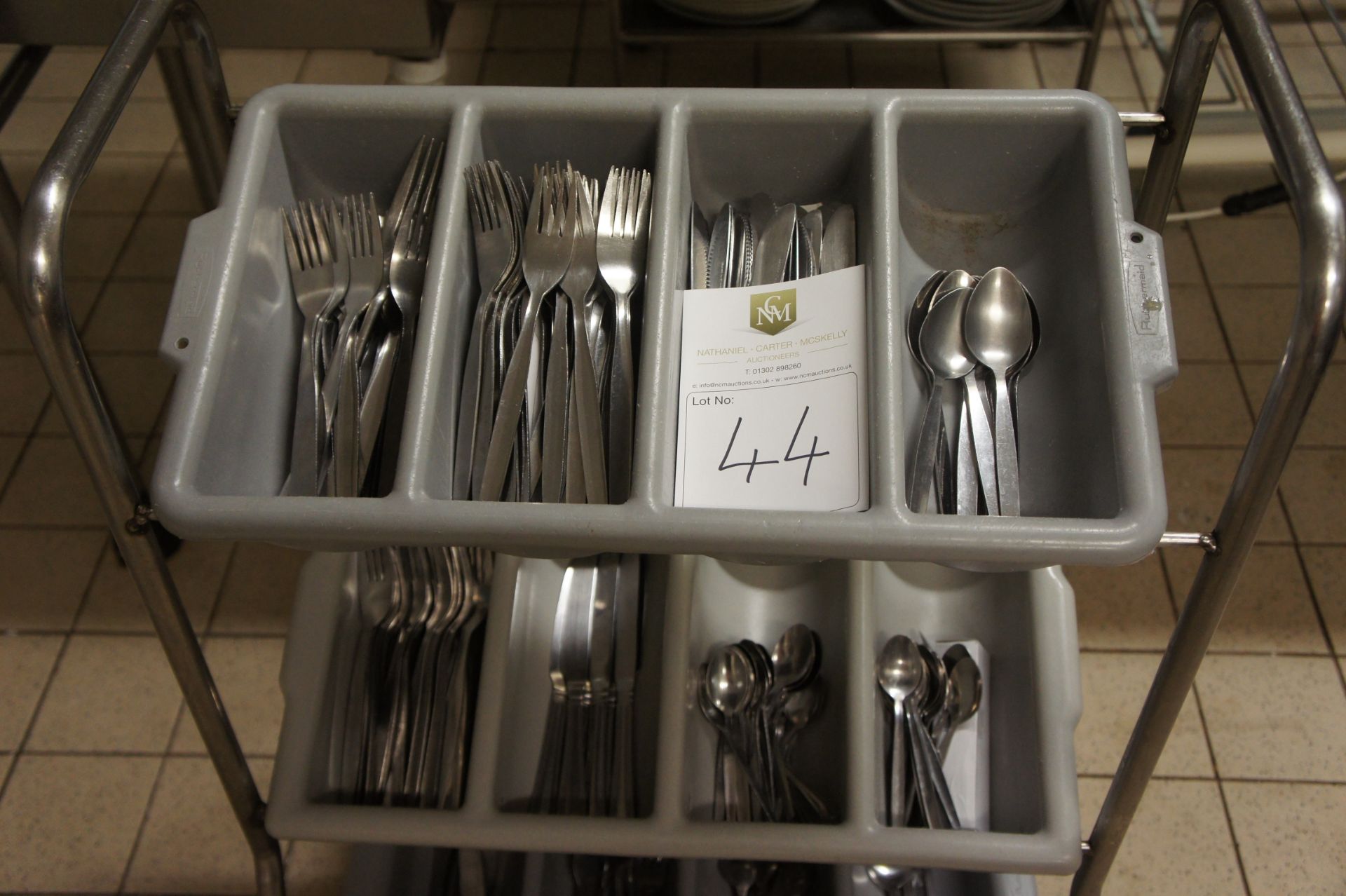 3 tier cutlery stand and contents, as lotted