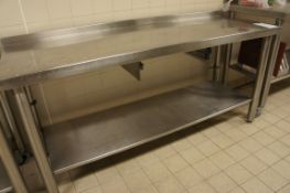 Stainless steel preparation table with shelf under, 1800mm