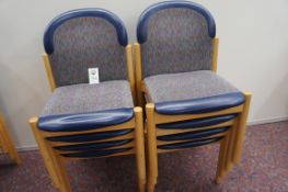 8 x timber frame chairs with padded seat and back rest