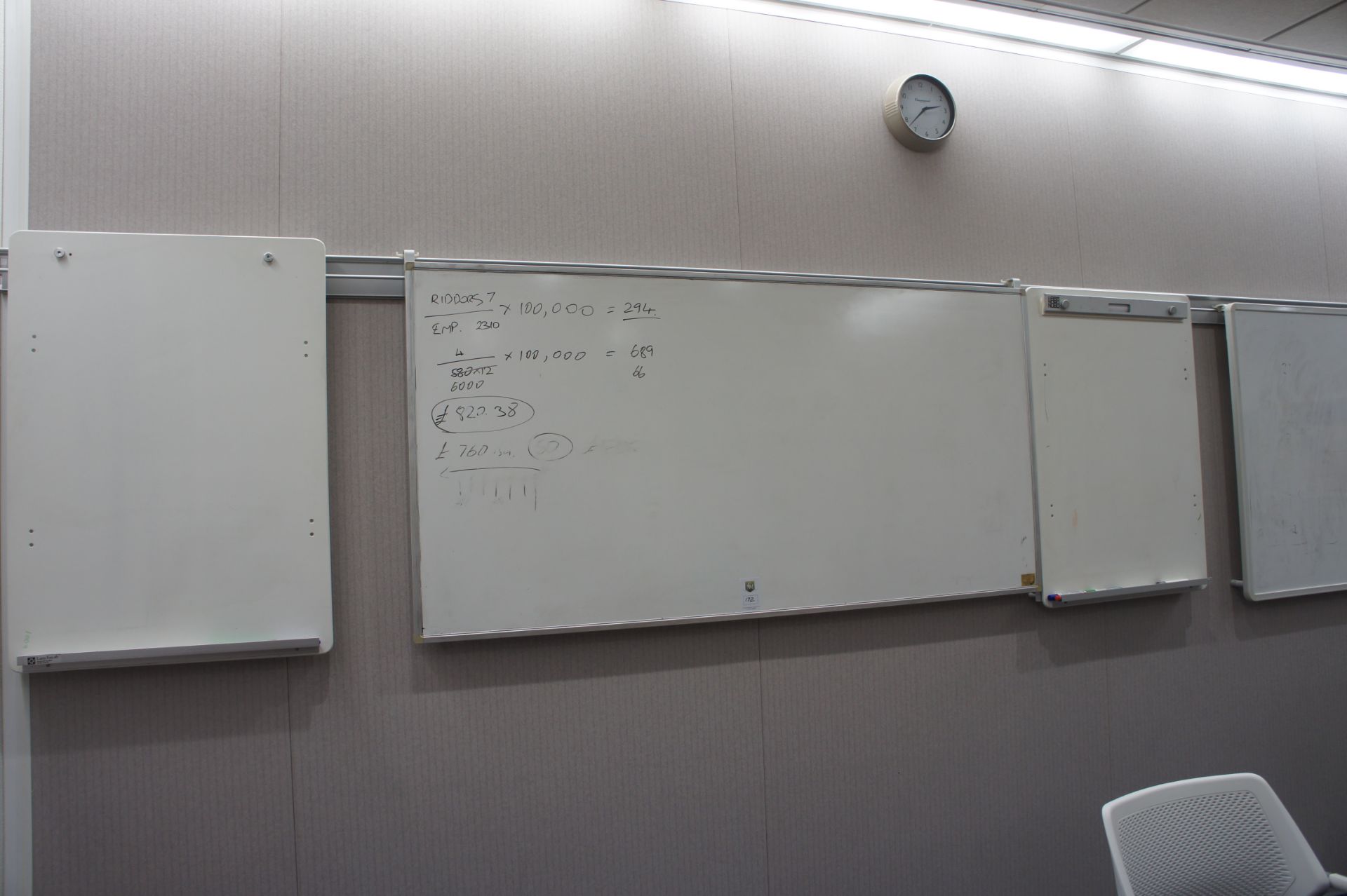 4 x rail mounted white boards