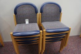 8 x timber frame chairs with padded seat and back rest