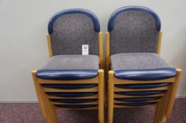 10 x timber frame chairs with padded seat and back rest