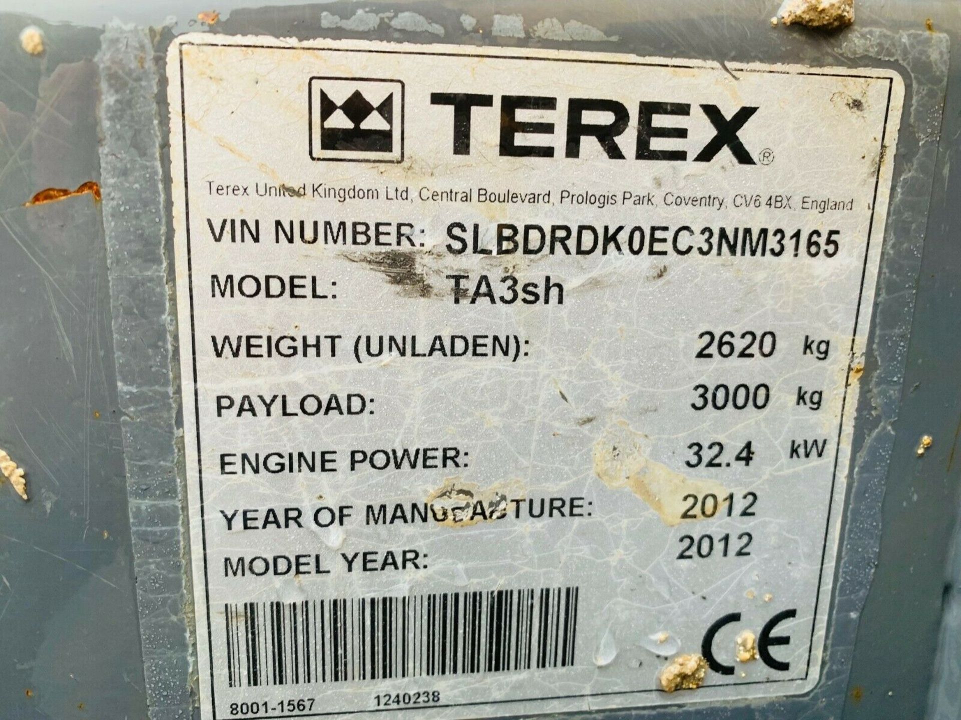 Terex TA3 SH Dumper 3 Tonne Swivel - Image 10 of 11