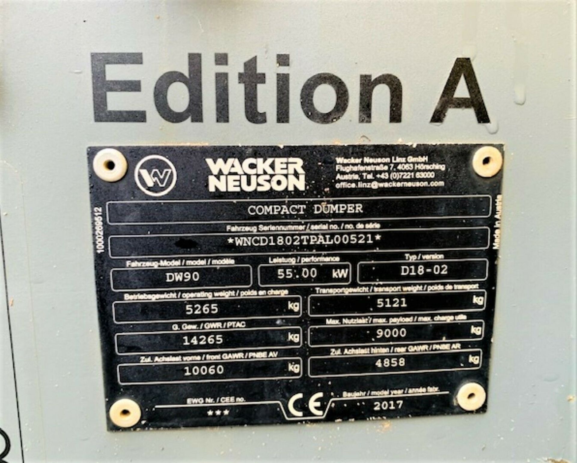 Wacker Neuson Dumper DW90 Straight Tip - Image 10 of 11
