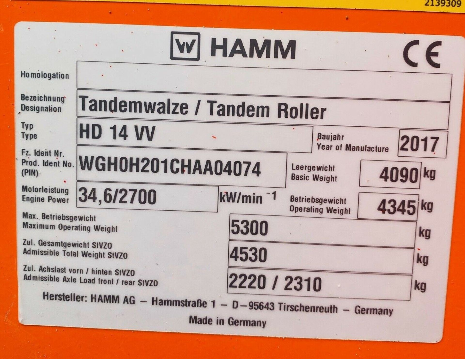 HAMM 14 VV Tandem Roller - Image 6 of 9