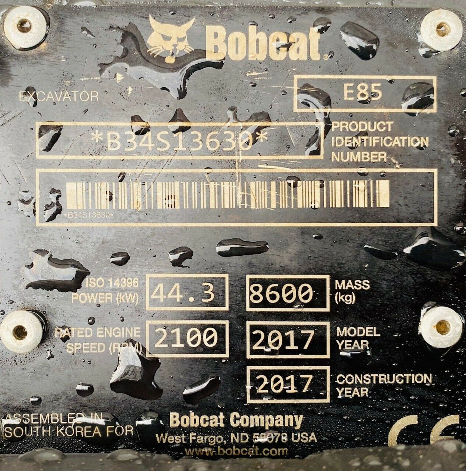 Bobcat E85 Excavator - Image 10 of 11