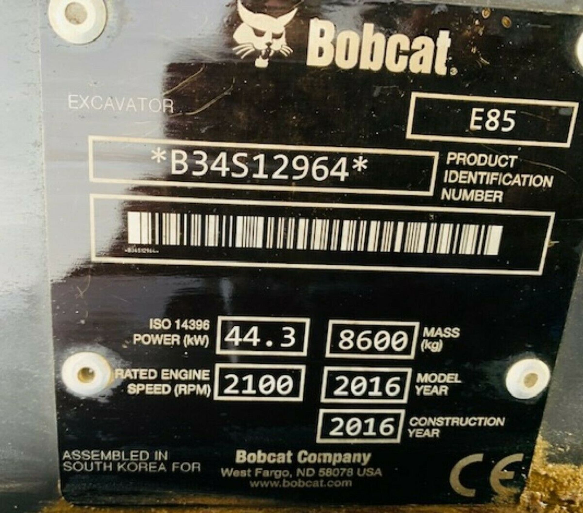 Bobcat E85 Excavator - Image 6 of 6