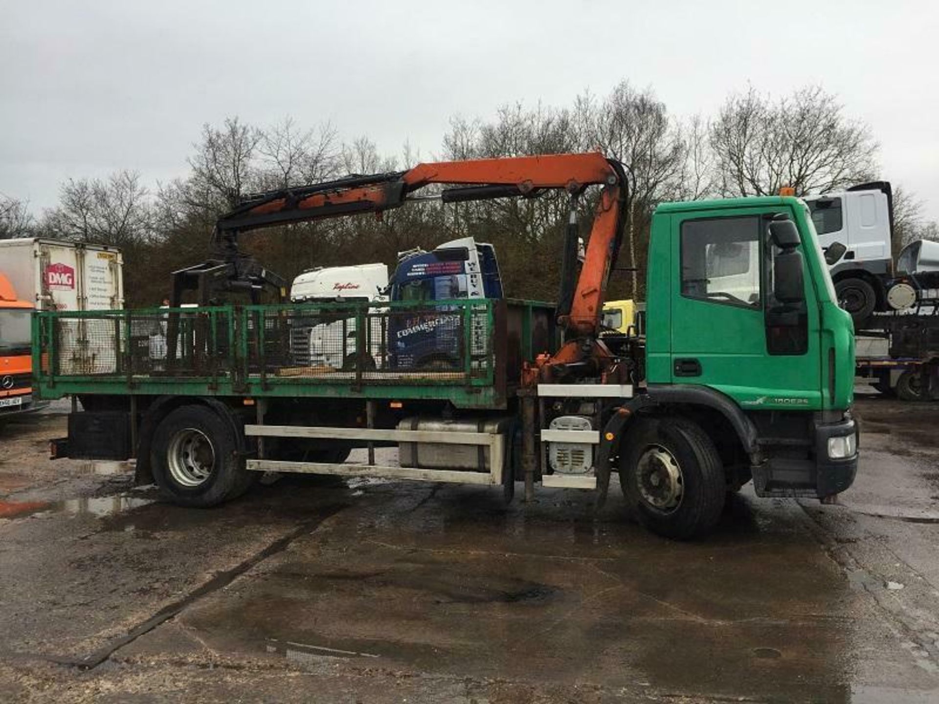 Iveco Eurocargo 180 E25 Drop side With PM Series 10 Crane Kinshofer Brick Grab