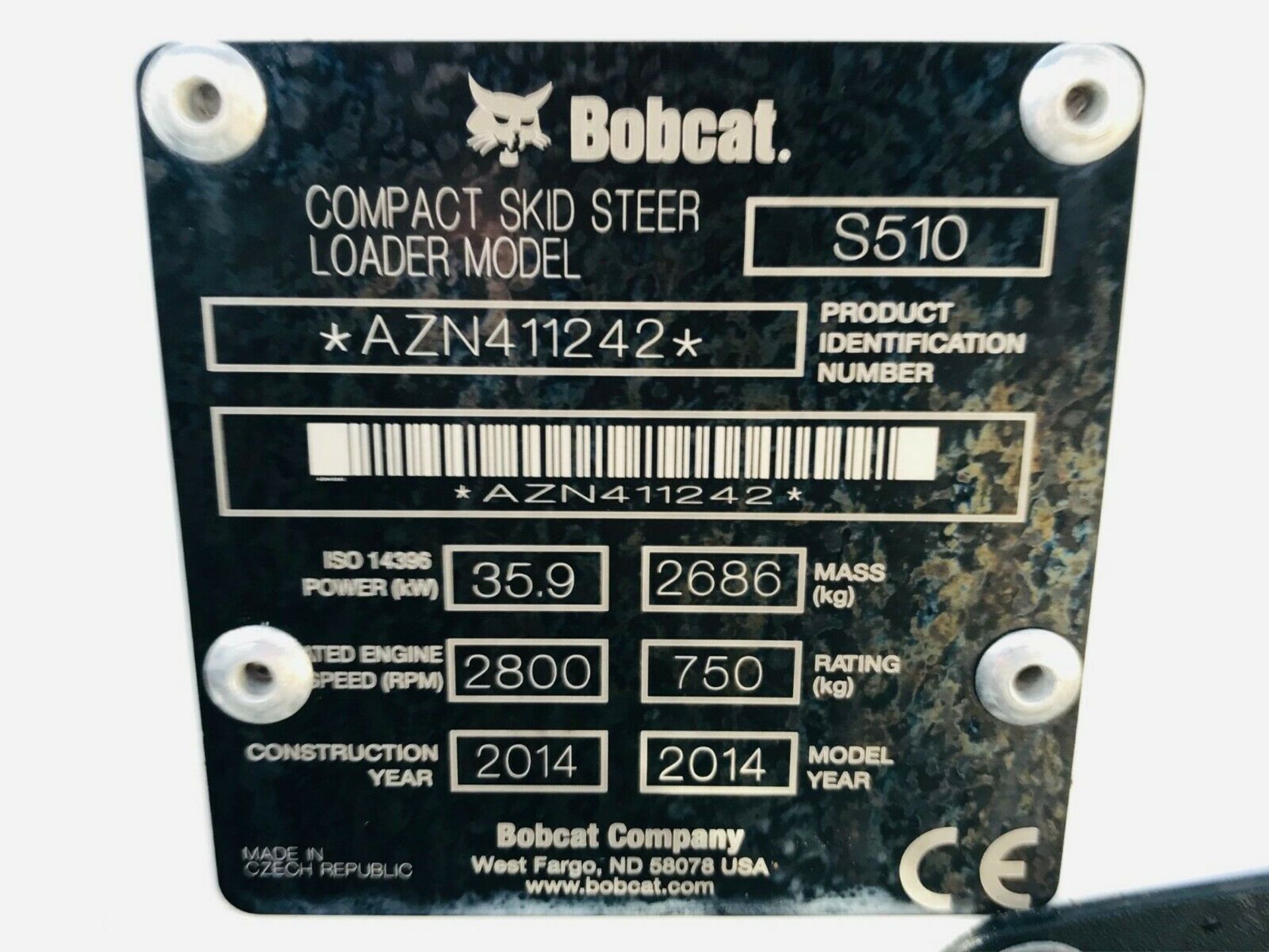 Bobcat S510 Skidsteer - Image 2 of 12